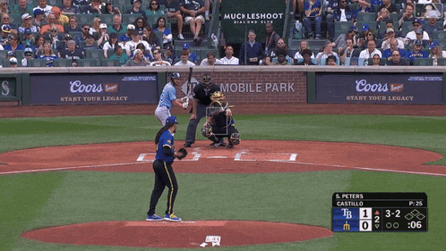 A Baseball Game Is Being Played At Mobile Park Sponsored By Coors GIF