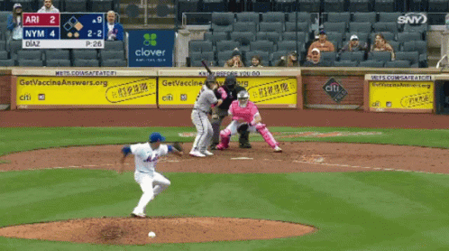 A Baseball Game Is Being Played Between Ari And Nym And The Score Is 2-2 GIF