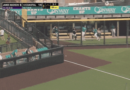 A Baseball Game Is Being Played Between James Madison 6 And Coastal 14 GIF