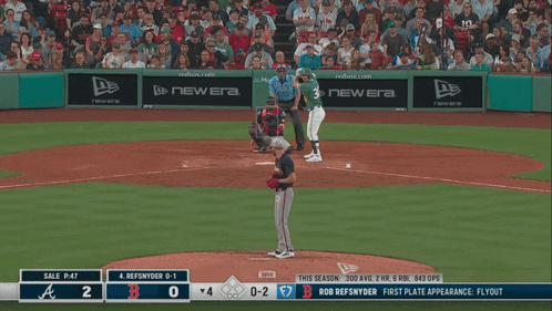 A Baseball Game Is Being Played Between The Atlanta Braves And The Washington Nationals GIF