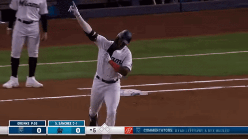 A Baseball Game Is Being Played Between The Miami And The Grenke Team GIF