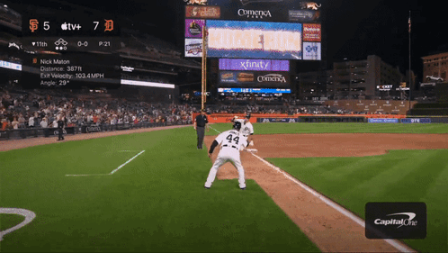 A Baseball Game Is Being Played Between The San Francisco Giants And The D.c. Detroit Tigers GIF