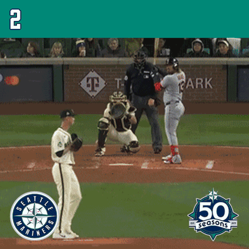 A Baseball Game Is Being Played Between The Seattle Mariners And The Boston Red Sox GIF
