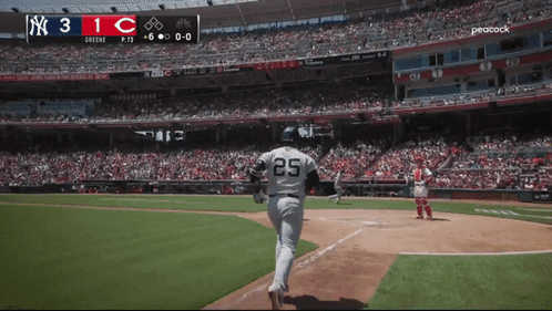A Baseball Game Is Being Played Between The Yankees And The Reds GIF