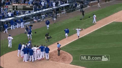 A Baseball Game Is Being Played Between Wsh And Cubs And The Score Is 3 To 4 GIF