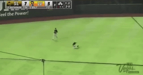 A Baseball Game Is Being Played In A Stadium And The Score Is 7 To 5 GIF