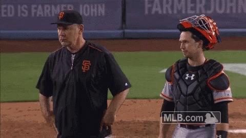 A Baseball Game Is Being Played In Front Of A Banner That Says Farmer John GIF
