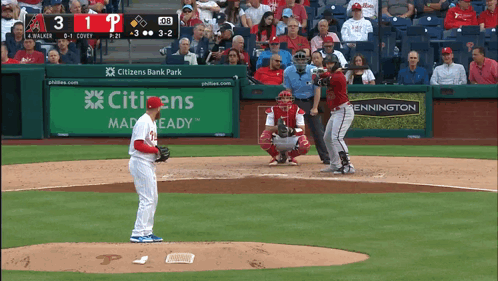 A Baseball Game Is Being Played In Front Of A Citizen 'S Bank Park Sign GIF