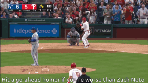 A Baseball Game Is Being Played In Front Of A Citizens Bank Park Banner GIF