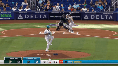 A Baseball Game Is Being Played In Front Of A Delta Sign GIF