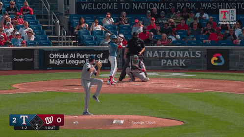 A Baseball Game Is Being Played In Front Of A Google Cloud Banner GIF