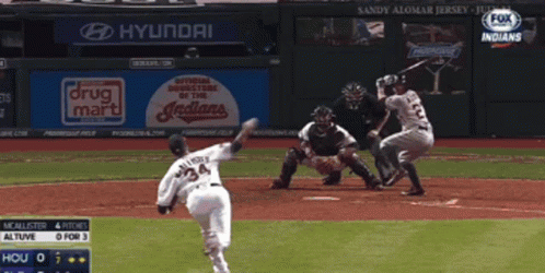 A Baseball Game Is Being Played In Front Of A Hyundai Advertisement GIF