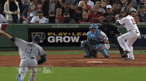 A Baseball Game Is Being Played In Front Of A Redsox.com Banner GIF