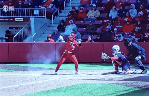 A Baseball Game Is Being Played In Front Of A Rutherford Stadium Full Of People GIF