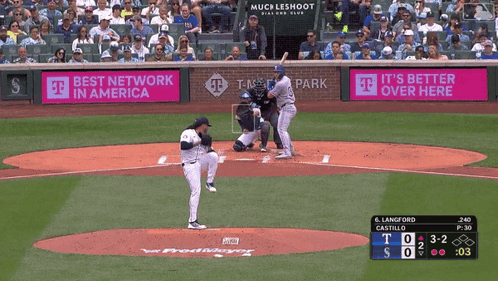 A Baseball Game Is Being Played In Front Of A T Mobile Sign GIF
