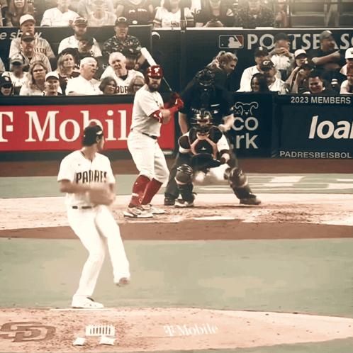 A Baseball Game Is Being Played In Front Of A T Mobile Sign GIF