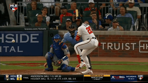 A Baseball Game Is Being Played In Front Of A Trust Bank Ad GIF