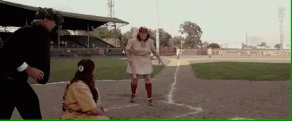 Baseball Game With Man And Two Women GIF