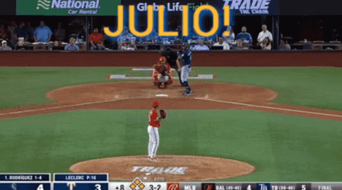 A Baseball Game Is Being Played With A National Car Rental Banner In The Background GIF