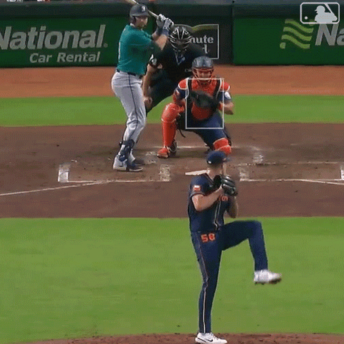 A Baseball Game Is Being Played With A National Car Rental Banner In The Background GIF