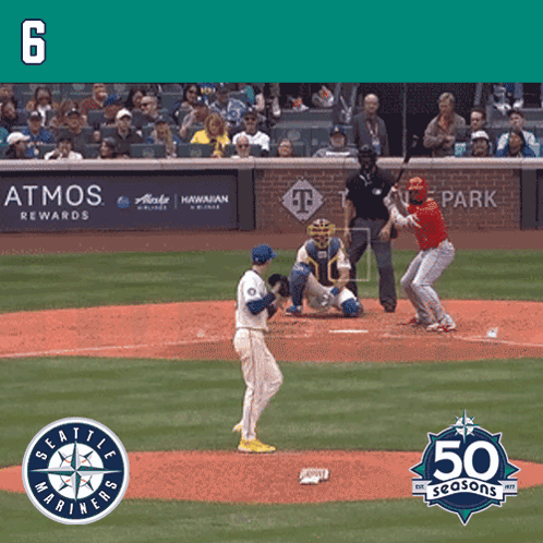 A Baseball Game Is Being Played With The Number 6 On The Bottom GIF