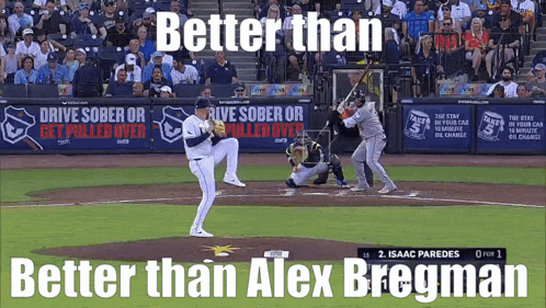 A Baseball Game Is Being Played With The Words Better Than Alex Bregman GIF