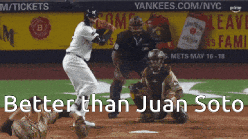 A Baseball Game Is Being Played With The Words Better Than Juan Soto In The Corner GIF
