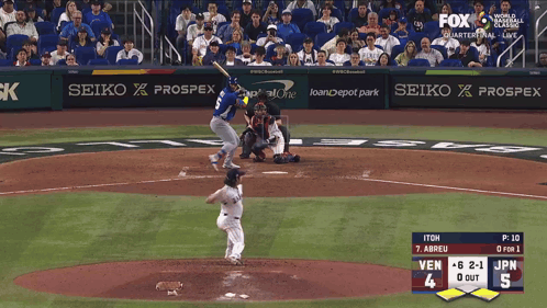 A Baseball Game Is Being Shown On Fox World Baseball Classics GIF