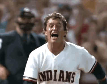 A Baseball Player For The Indians Is Yelling GIF
