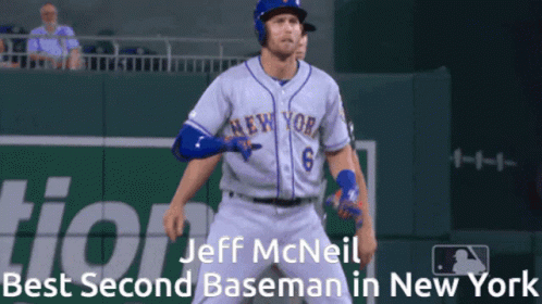 A Baseball Player For The New York Mets Stands On The Field GIF