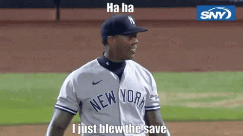 A Baseball Player For The New York Yankees Is Smiling GIF
