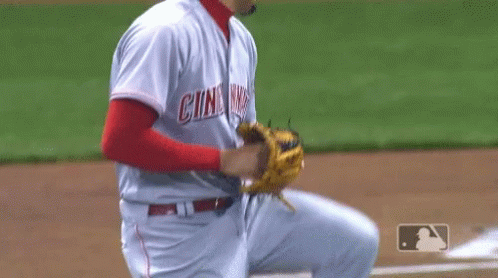 A Baseball Player Is Getting Ready To Catch A Ball On A Baseball Field GIF