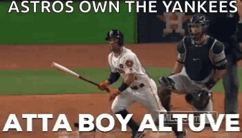 A Baseball Player Is Swinging A Bat At A Ball While A Catcher Watches . GIF