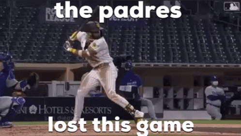A Baseball Player Is Swinging At A Pitch While The Padres Lost This Game GIF
