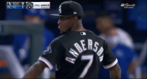 A Baseball Player Named Anderson Is Wearing A Black Jersey GIF
