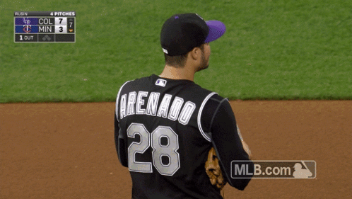 A Baseball Player Named Arenado Wearing Number 28 GIF