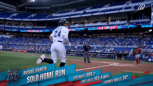 A Baseball Player Named Avisail Garcia Is Running To Home Plate GIF