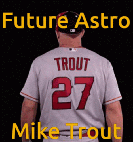 A Baseball Player Named Mike Trout Is Wearing A Number 27 Jersey GIF