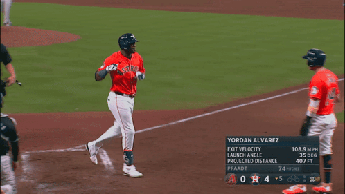 A Baseball Player Named Yordan Alvarez Is Running Towards The Base GIF