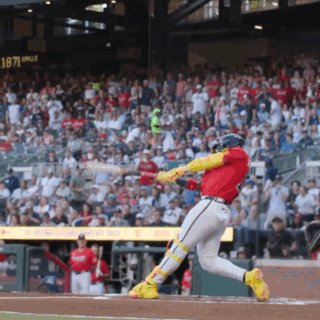 A Baseball Player Swings A Bat At A Ball In Front Of A Scoreboard That Says 1871 On It GIF