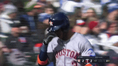 A Baseball Player Wearing A Boston Jersey Looks Down GIF