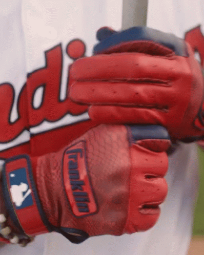 A Baseball Player Wearing A Franklin Glove Holds A Bat GIF