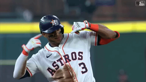 A Baseball Player Wearing A Jersey That Says Astros 3 GIF