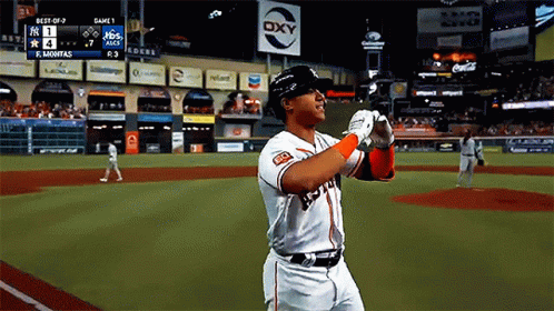 A Baseball Player Wearing A Jersey That Says ' Astros ' On The Front GIF