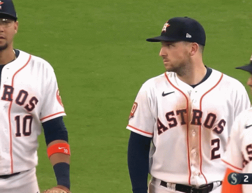 A Baseball Player Wearing A Jersey That Says Astros GIF