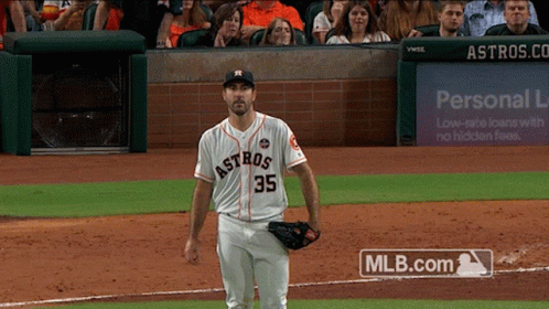 A Baseball Player Wearing A Jersey With The Number 35 On It GIF