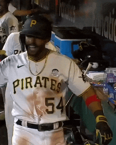 A Baseball Player Wearing A Pirates Jersey And Number 54 GIF
