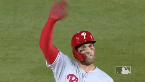 Baseball Player Waving With P Helmet GIF