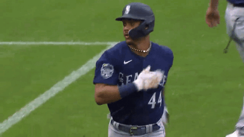 A Baseball Player Wearing A Seattle Jersey Number 44 GIF