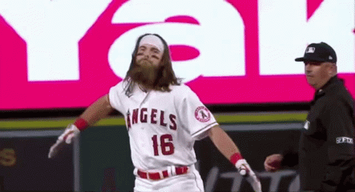 A Baseball Player With A Beard Is Wearing A Number 16 Jersey GIF
